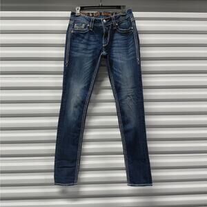 Rock Revival Darcy Skinny Jeans Women’s Size 29 Blue Embellished Flap Pockets